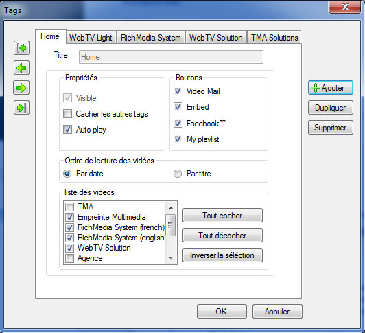 WebTV Light™ vidéo tag